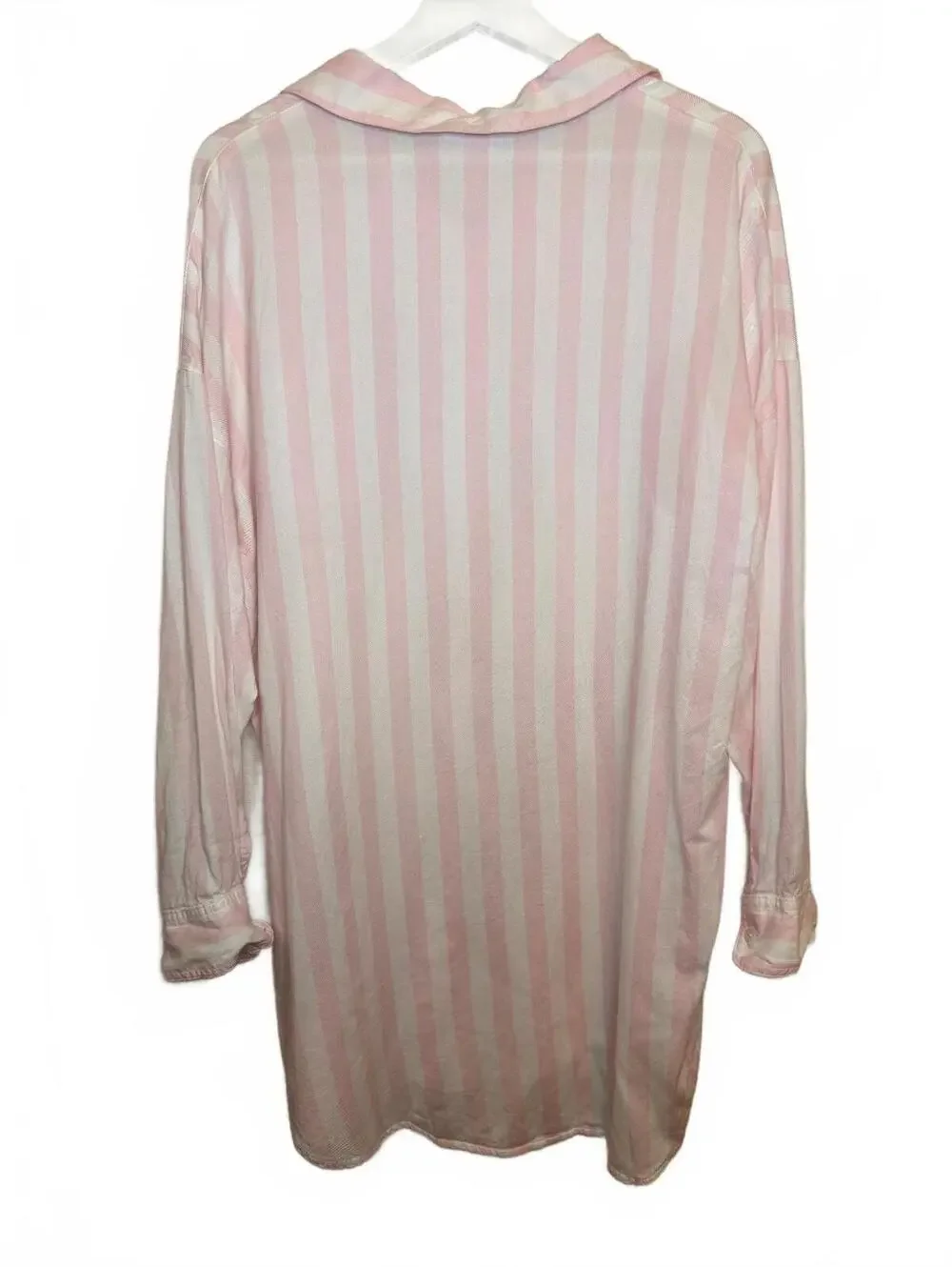 Victoria’s Secret Button Down Pink White Stripes Nightgown Size Medium Modest